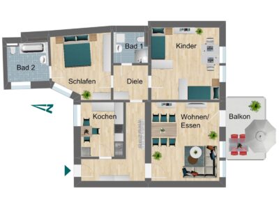 3-Raumwohnung direkt am Markt in Pößneck - Grundriss (225148)