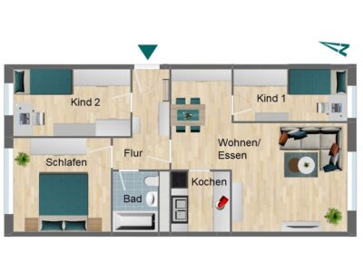 4-Raum-Wohnung in Pößneck-Ost - Grundriss (225084)
