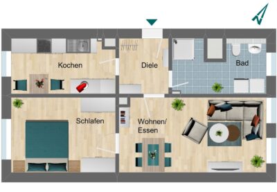 Renovierte 2-Zimmerwohnung im Stadtzentrum - Grundriss (225237)