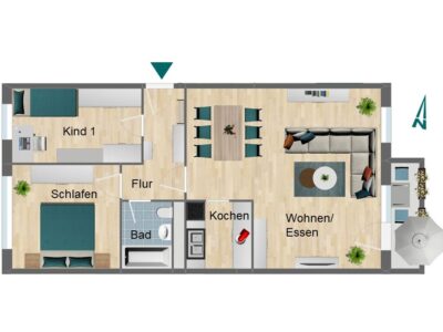 3-Raum-Wohnung mit Balkon in Pößneck-Ost - Grundriss (225350)