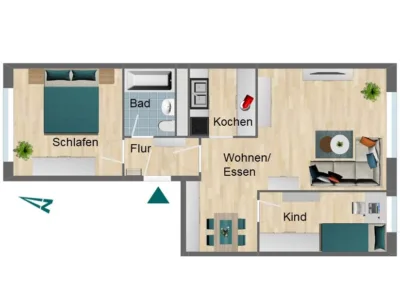 3-Raum-Wohnung in Pößneck-Ost - Grundriss (225535)